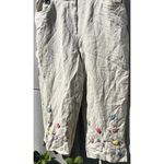 Larry Levine Vintage Larry Lavine Women’s Sz 12 Pants Linen Blend Cropped Floral Embroidered Photo 10