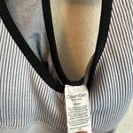 Calvin Klein  Women's Pinstripe Sports Bra - Black and White Photo 1