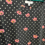 Pleione  Women’s Sleeveless Blouse Size XS / Black Polka Dots and Flowers Photo 2