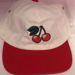 Cherry‎ Embroidered Patch Brushed Cotton Unstructured Baseball Cap White Photo 0