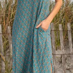 Natural Life  Hangout Cotton Midi Dress Blue Floral XS/S Sleeveless Boho NWT Photo 0