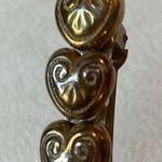 Vintage Heart Bar Style Barrette Hair Clip Gold Brass Tone w/ patina Hearts Photo 8
