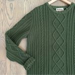 Barbour Sporting Falstone Cable Knit Crew Neck Wool Sweater Green Extra Large Photo 2