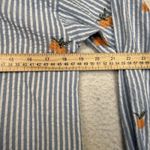 Loft  Shirt Womens XS Blue White Stripe Orange Peach Embroidered Button Down Photo 4