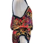 Vintage California Dynasty High Cut Floral Teddy Size Small Black Photo 2
