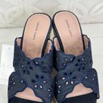 Draper James  Emily Eyelet Blue Denim Walkable Wedge Sandals Size 9 NWB‎ Photo 3