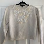 Vintage 90s Work In Progress Floral‎ Sweater White Size Medium Silk Beaded Size L Photo 0