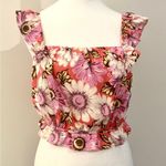 Lila Rose Floral Ruffle Sleeve Top - Pink and Brown Photo 0