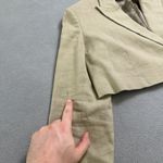 ZARA  Women Cropped Linen Blend Blazer Jacket S Neutral Khaki Minimalist Business Photo 8