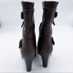 Rialto Padova Mid-Calf Heeled Boots Dark Brown Gold Buckle Women's Size 8.5 Photo 4