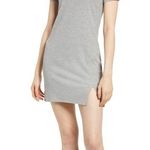 Socialite Grey Ribbed Side Slit T-Shirt Dress - Size S Photo 0