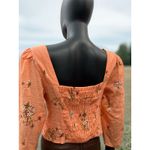 a.n.a  Orange Floral Square Neck Puff‎ Sleeve Top - Size S Photo 2