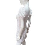 ZARA  White boho Crochet mini Dress with Puff Sleeves Medium Photo 2