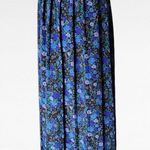 Leslie Fay Vintage Black & Blue Floral Pleated Midi Skirt Size 14P Photo 2