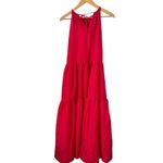 Madewell NWT  Habotai Silk Tiered Halter Dress Watermelon Red High Neck Size XXS Photo 4