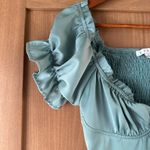 HYFVE  Milkmaid Thigh Slit Smocked Back Ruffle Satin Mini Dress size Large​​ Photo 3