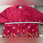 Breckenridge  Womens Quilted Coat Jacket Pumpkin Leaves Red Large Petite Photo 5