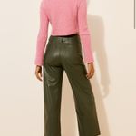 Anthropologie The Colette Crop Faux Leather Wide Leg Pant - Green Size 31/12 Photo 1