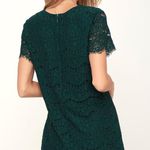 Lulus Take Me to Brunch Dark Green Lace Shift Dress Photo 2