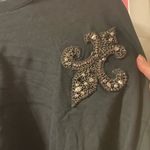 The Kooples  BLACK FLEUR DE LIS BEJEWELED BOXY LONG SLEEVE TOP Photo 5