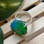 Solar Quartz Sterling Silver Ring Size 6.5 Green Photo 2