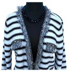 Cache Knit Top Jacket Sweater M/L Metallic Kissed Eyelash Trim Stretch $128 NWT Photo 1
