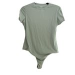 PUMIEY Short Sleeve Bodysuit Thong Leotard Top Sage Green Casual L Shapewear Size L Photo 1
