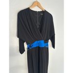 Laundry by Shelli Segal Black Jersey Wrap Dress Blue Buckles Office Siren Photo 1