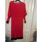 Hot Pink Knit Midi Dress Dolman Sleeve Black Trim Elegant Womens‎ Large NWT Photo 6