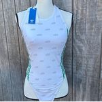 Adidas New Woman’s M.  White Bodysuit Iconic 3 Green Stripes Logo Accents Design Photo 3