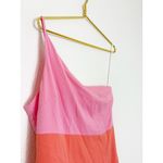 Petal and Pup  Xiomar Midi Dress Size 8 Orange Pink Colorblock One Shoulder Party Photo 5