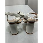 Womans Ribongz Strappy Slipon White Sandals 7 Open Square Toe Block Heel Buckle Photo 4