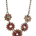 Christopher Banks Silver Tone Necklace Pink Enamel Flowers Paperclip Chain 22" Photo 0