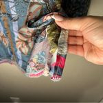 Johnny Was Aran Georgia 100% Silk Floral Boho Ruched Sleeves Tassel Trim Top Photo 10