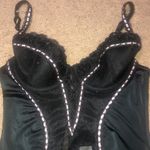 Adore Me  Floral Lace‎ Polka Dot Mesh Satin Corset Bustier Black Pink Ribbon 34B Photo 2