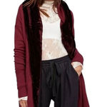 Free People  Westwood Hooded Cardigan Women Small Velvet Robe Boho Long Duster Photo 0