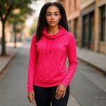 90 Degree by Reflex Hot Pink High Neck Hoodie Medium Photo 13