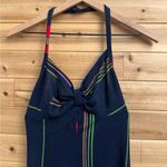 VNTG 1970 Young Innocent Sz XS Poppy Colorful Halter Maxi Babydoll Dress Set Red Photo 2