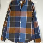 Gap Men’s Lived In Earth Tone Plaid Casual Long Sleeve Dress Shirt Size Medium Photo 0