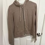 prAna Ari Zip Up Fleece Hoodie Jacket Taupe Brown Photo 0