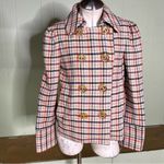 Marc Jacobs  Checked Wool Double Breasted‎ Peacoat Size Medium Photo 3