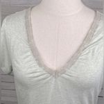 Banana Republic Short Sleeve V Neck Tee with Lace Neckline Light Green/Cream-M Photo 1