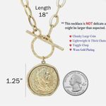 Pomina Chunky Gold Plated Fashion Toggle Necklace Antique Coin Pendant Photo 4