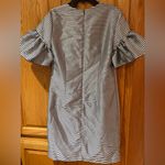 Banana Republic Navy Blue & Silver Metallic Shimmer Stripe Dress Size 6 Tall Photo 5