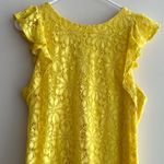 London Times Yellow Floral Sheath Dress, Crochet Lace Ruffle Dress, Size 10 Photo 9