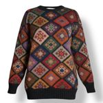 Peruvian Connection Vintage 90s Alpaca Sweater Handmade Diamond Loose Knit Photo 1