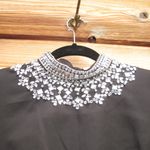 Mac Duggal  49607 Rhinestone Collar Flowy Sleeve Black Mini Dress Photo 6