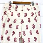 Loft  Womens 6 Marisa Ankle Casual Pants‎ Trouser Cream Maroon Paisley Preppy Photo 6