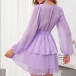 ✨HP✨Plunging Neck Double Layer Hem Swiss Dot Dress✨ Purple Size L Photo 6