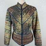 Coldwater Creek Blazer Women’s 10P Full Zip Floral Tapestry Embroidered Muted Photo 0